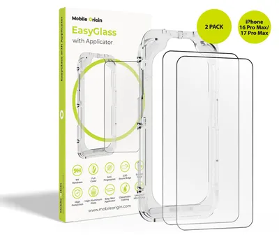 Zdjęcie produktu dla Mobile Origin EGA-I17PROMAX-2PK, Apple, iPhone 16 Pro Max / iPhone 17 Pro Max, Odporny na uderzenia, Odporność na upadki, Odporny na uderzenia, Olejoodporny, Odporny na..., Przezroczysty, 2 szt.
