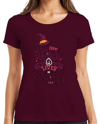 Obrázok produktu pre Nie každá čarodejnica žije v Saleme Halloween Kürbis Hexenhut gruselig Damen T-Shirt, Burgundy, M
