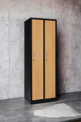 Produktbild von Garderobenschrank 180x60x50 cm – 30 cm Abteile, Stahl, Schwarz