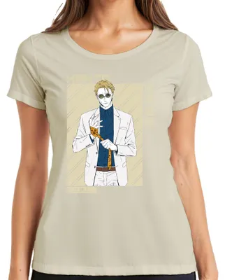 Zdjęcie produktu dla Koszulka damska w stylu vintage z motywem z anime „Jujutsu Kaisen” przedstawiającym Nanami i Kento, w kolorze naturalnym, rozmiar XL