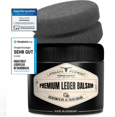 Produktbild von Leder Balsam 250ml inkl. Handschwamm Lederpflege mit Bienenwachs & Avocado-Öl für Ledersofa, für Ledercouch Germany URBAN Forest