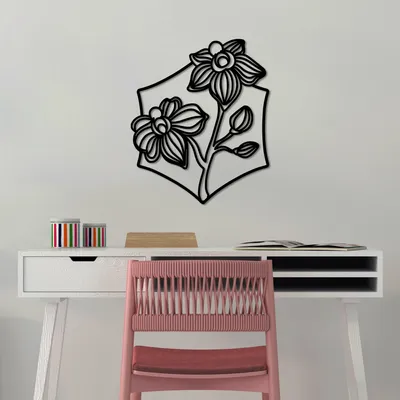 Obrázek produktu pro Wallity, Orchidej - L, Dekorativní kovový doplněk na zeď, 100 % KOV, černý, 70 x 58 cm