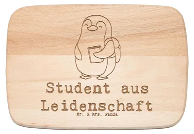 Produktbild von Mr. & Mrs. Panda Frühstücksbrett Student Leidenschaft - Transparent - Geschenk, Frühstücksbrettchen, Holzbrettchen, schneidbrett, Holzbrett, Schneidebrett