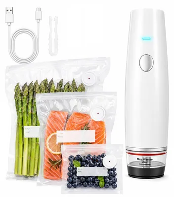 Produktbild von Vakuumierer 80kPa Kabellos mit 30 Vakuumbeuteln, Mini Handvakuumierer USB-C wiederaufladbar für Sous Vide und Lebensmittel