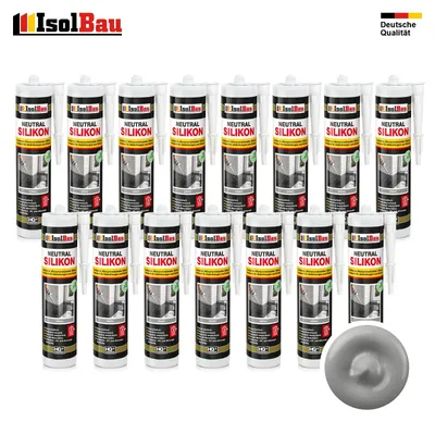 Isolbau Neutralsilikon 15 x 300 ml Grau Natursteinsilikon Dichtstoff Fugen wasserdicht