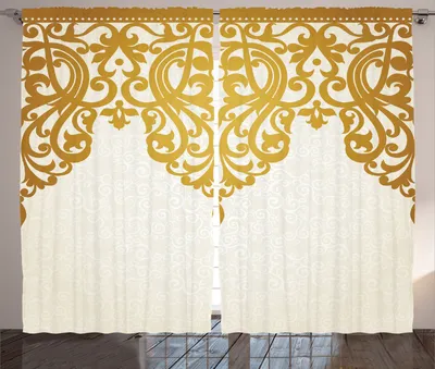 Produktbild von ABAKUHAUS viktorianisch Rustikaler Vorhang, Mittelalterliche Barock-Kunst, Wohnzimmer Universalband Gardinen mit Schlaufen und Haken, 280 x 260 cm, Hellbraun Creme