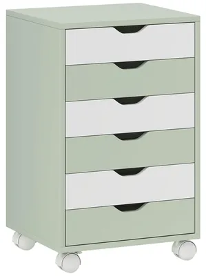 Produktbild von Mobiler Aktenschrank mit 6 Schubladen und ger?uschlosen Rollen fš¹r Bš¹ro/Zuhause šC Grš¹n