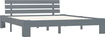 Image de vidaXL Lit en bois massif pin gris 160x200 cm