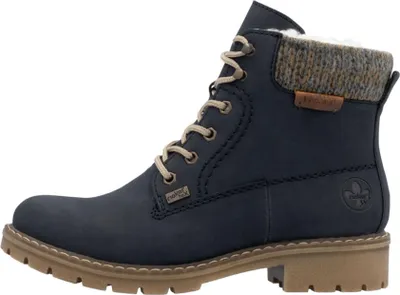 A single blue boot is shown against a white background.