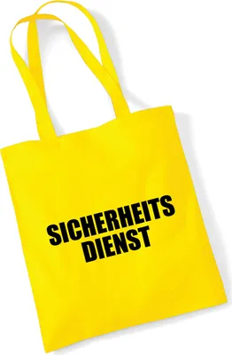 Produktbild von Huuraa Jutebeutel Sicherheitsdienst Schriftzug 10 Liter Yellow Baumwolle Tasche Geschenkidee