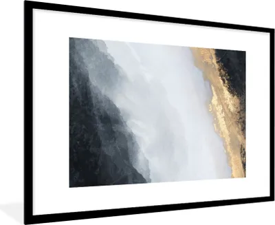 Produktbild von MuchoWow® Gerahmtes Poster Abstrakt - Farbe - Gold - Schwarz - Marmor 90x60 cm - Poster mit Schwarzem Bilderrahmen Wandposter Rahmen Foto Bilder - Wanddekoration - Fotos