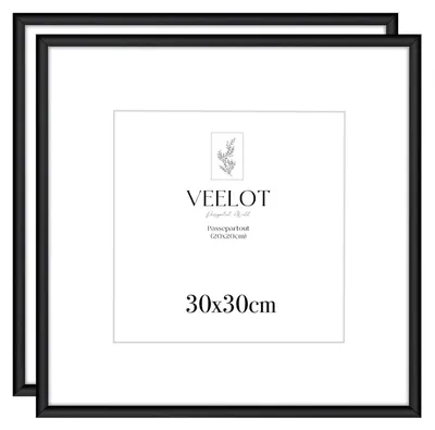 Productafbeelding van Fotolijst van aluminium, zwart, 30 x 30 cm, met acrylglas, geschikt voor foto's en collages