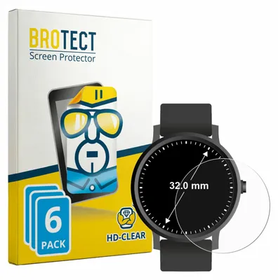 Produktbild von 6x Für Armbanduhren (Kreisrund, ø: 32 mm) Schutzfolie BROTECT Displayschutz Display Schutz Folie Klar Transparent