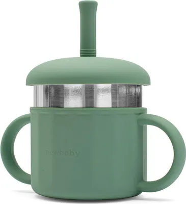 Zdjęcie produktu dla Kubek silikonowy dla niemowląt 2w1 New Baby zielony