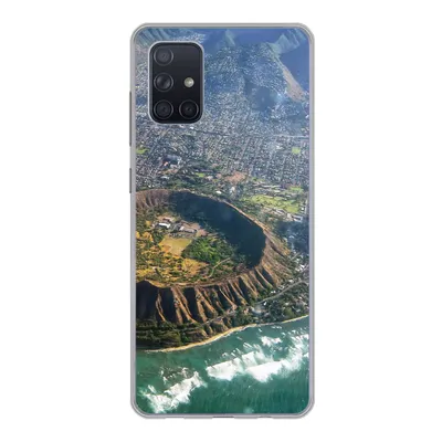 Produktbild von MuchoWow® Handyhülle Schutzhülle Hülle für Samsung Galaxy A51 5G Ein Luftbild von Honolulu und einem erloschenen Krater auf Hawaii Silikon Softcase Handy Hülle - Abbildung
