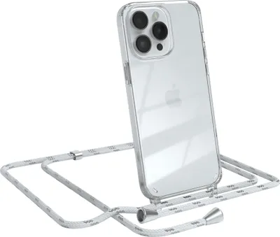 Produktbild von EAZY CASE Handykette kompatibel mit Apple iPhone 14 Pro Max, Handyhülle mit Umhängeband, Handykordel, Schutzhülle Clear, Band in Weiß