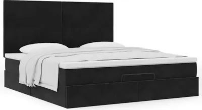 Produktbild von Maison Exclusive - Ottoman-Bett mit Matratzen Schwarz 160x200 cm Samt