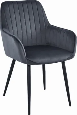 Produktbild von OSILO Stuhl, dunkelgrauer Samtbezug mit Metallbeinen, für Wohnzimmer, Arbeitszimmer, Schlafzimmer, belastbar bis 110 kg
