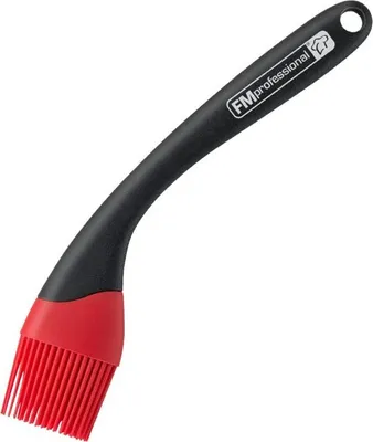 Produktbild von FMprofessional Silikonpinsel BBQ, Küchenpinsel mit Silikon-Borsten, hochwertiger Bratpinsel aus Silikon (Farbe: Schwarz/Rot)