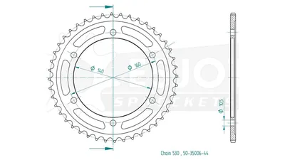 Produktbild von Esjot Kettenrad 530 44Z Stahl Schwarz
