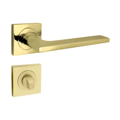 Produktbild von Domino Türgriff LINEA-QR M1 Drückergarnitur WC Badezimmer Set mit quadratischen Rosetten für Badezimmertüren Set WC Rosetten-Garnitur aus Aluminium