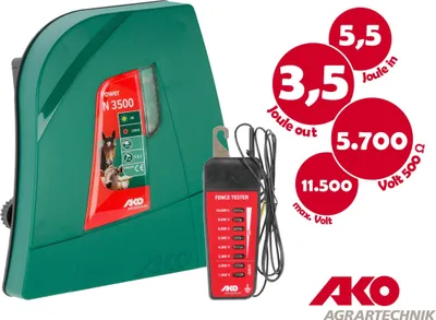 Zdjęcie produktu dla Zasilacz AKO Power N 3500 230V do 20 km ogrodzenia z niewielką ilością roślinności