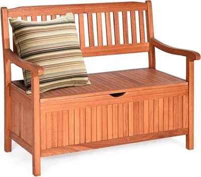 Produktbild von Famanu Gartenbank mit Stauraum - Teak, 2-Sitzer, stabil, für Terrasse und Balkon