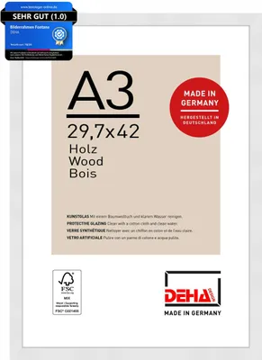 Produktbild von DEHA Design Holz Bilderrahmen Fontana, 29,7x42 cm (A3), Weiß