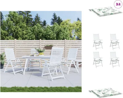 Obrázek produktu pro vidaXL Polštář na židli 4 ks. Látka se vzorem listů 50x50x3 cm - polštář na sedadlo