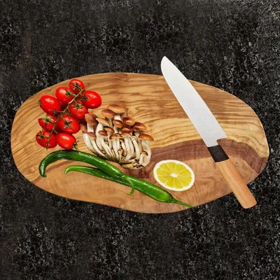 Produktbild von Holz-Schneidebrett - Natürliches Olivenholz-Breakfastbrett - ca. 25 x 15 cm (+- 2 cm)