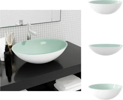 Zdjęcie produktu dla vidaXL Umywalka szklana 50x37x14 cm biała - Umywalka łazienkowa