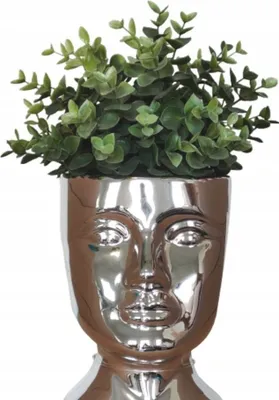 Produktbild von Blumentopfkopf Keramik silber 16 cm