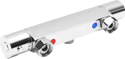 Produktbild von Thermostat Duscharmatur Duschventil Messing Chrom  mit Sicherheitstaste (silber)