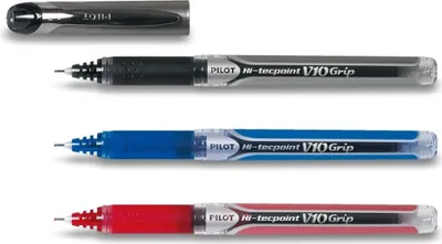 Produktbild von Pilot Hi-Tecpoint V10 Grip Tintenroller - 3er Set schwarz, blau, rot