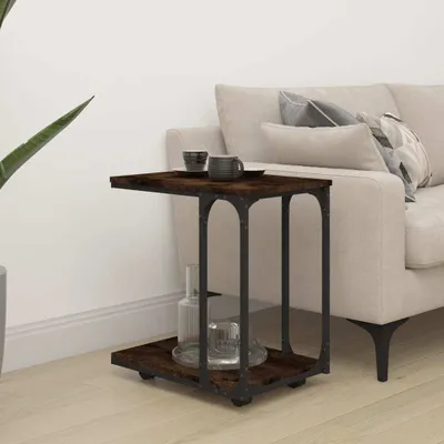 Produktbild von "im Angebot" Beistelltisch mit Rollen Räuchereiche 50x35x55,5 cm - Kaffeetisch CC22214