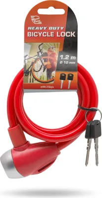 Produktbild von WheelZone Heavy Duty – Fahrradschloss – 120 cm – Kettenschloss – Vorhängeschloss mit 2 Schlüsseln – Kabelschloss – Schlösser – Wasserfest – Rot – 57077RD