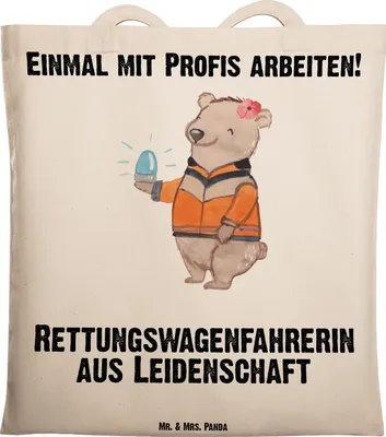 Produktbild von Mr. & Mrs. Panda Uni Tasche Rettungswagenfahrerin Leidenschaft - Transparent - Geschenk, Shopping, Beutel, Laptoptasche, Schultasche, Tote Bag