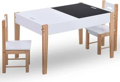 Image de vidaXL Ensemble de salon pour enfants 3 pièces avec tableau à craies noir et blanc