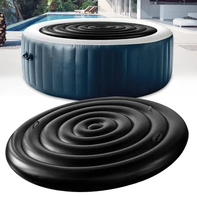 Obrázok produktu pre Nafukovacia kryca doska na vírivku, kruhový tvar, priemer 165 cm, vyrobená z PVC, odolná voči dažďu a trhlinám, energeticky úsporná, s rúčkami