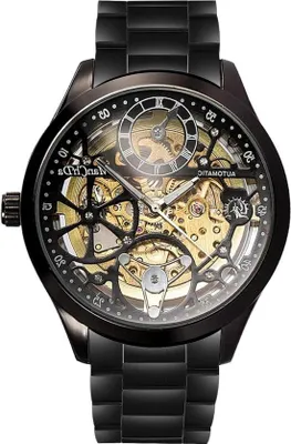 Obrázek produktu pro Automatické mechanické sportovní hodinky pro muže, nerezová ocel, černé, vodotěsné do 50 m
