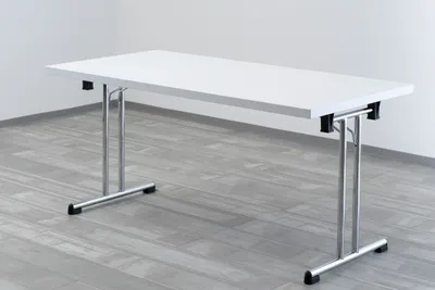 Produktbild von Klapptisch Jouni | 160x80cm | Weiß | Chromgestell | Arbeitshöhe 73,5 cm | Höhenjustierbar 0-10 mm