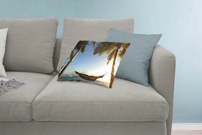 Produktbild von MuchoWow® Zierkissen Sofakissen Wohnzimmer Dekokissen 60x40 cm Strand - Hängematte - Palmen - Kopfkissen - Polster mit Foto
