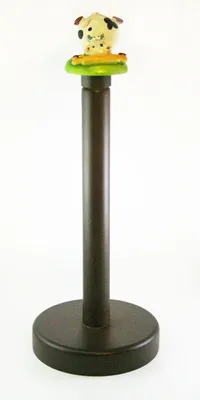 Küchenrollenhalter mit Nudelholz, Holz/Marmorharz, 13x13x33 cm