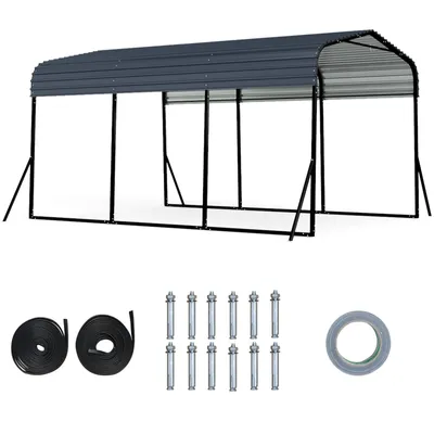 Immagine prodotto di COSTWAY Tenda da garage 440x300cm, tenda da garage impermeabile con struttura in metallo e 4 gambe inclinate aggiuntive, tettoia per auto, tenda per magazzino, tenda per feste