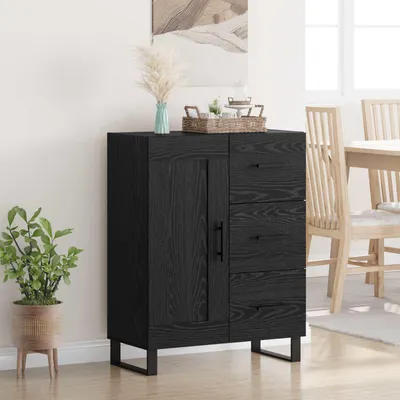 Image de vidaXL Sideboard avec tiroirs noir imitation chêne 69,5 x 34 x 90 cm