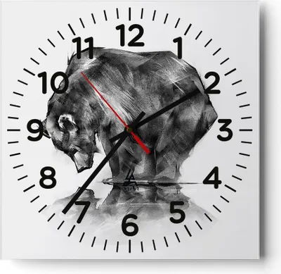 Produktbild von Wanduhr - Quadrat - Glasuhr - Bär Tier - 40x40cm - Schleichendes Uhrwerk - Lautlos - zum Aufhängen bereit - Dekoration Modern - Wanddekoration aus Glas - C4AC40x40-3921