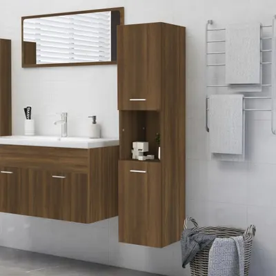 Produktbild von “2026 Moderne“Badezimmerschrank Braun Eichen-Optik 30x30x130cm Holzwerkstoff - Spiegelschränke Designermöbel 6690280