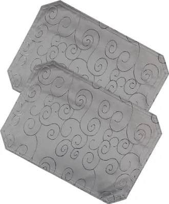Produktbild von Tischset 2er Set 35x50 cm grau Struktur Damast Ornamente Platzset Untersetzer