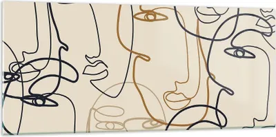 Produktbild von Bilder auf glas - Einteilig - Frau Gesicht Linie - 120x50cm - Glasbilder - Wandbilder - Bilder - zum Aufhängen bereit - Wanddekoration aus Glas - Glas Bilder - Wandbild auf Glas - GAB120x50-5109