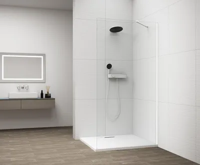 Produktbild von Polysan ESCA WHITE MATT Dusch-Glasteil, Wandmontage, Klarglas, 800 mm